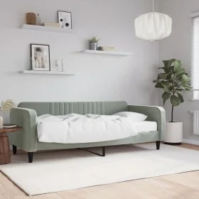 Sofa bed with light gray velvet mattress 90x200 cm by vidaXL, Beds and slatted bases - Ref: Foro24-3197039, Price: 333,10 €, ...
