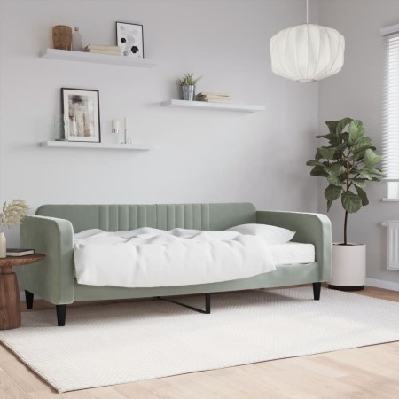 Schlafsofa mit hellgrauer Samtmatratze 90x200 cm von vidaXL, Betten und Lattenroste - Ref: Foro24-3197039, Preis: 315,17 €, R...