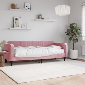 Sofá cama con colchón terciopelo rosa 80x200 cm