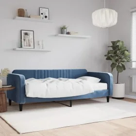 Sofa bed with blue velvet mattress 90x200 cm by vidaXL, Beds and slatted bases - Ref: Foro24-3197038, Price: 331,19 €, Discou...