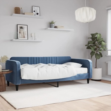 Schlafsofa mit blauer Samtmatratze 90x200 cm von vidaXL, Betten und Lattenroste - Ref: Foro24-3197038, Preis: 312,08 €, Rabat...
