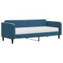Sofá cama con colchón terciopelo azul 90x200 cm