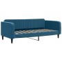 Sofá cama con colchón terciopelo azul 90x200 cm