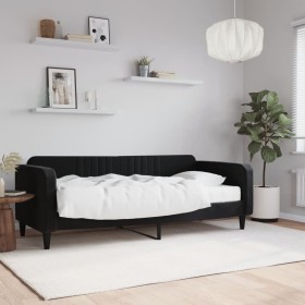Sofá cama con colchón terciopelo negro 90x200 cm de vidaXL, Camas y somieres - Ref: Foro24-3197043, Precio: 312,26 €, Descuen...