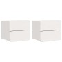 Mesa de Noche con cajón 2 pcs Blanco 39 x 34 x 33 cm
