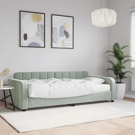 Schlafsofa mit hellgrauer Samtmatratze 90x200 cm von vidaXL, Betten und Lattenroste - Ref: Foro24-3196905, Preis: 319,50 €, R...