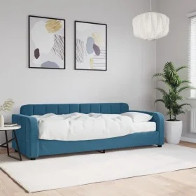 Sofa bed with blue velvet mattress 80x200 cm by vidaXL, Beds and slatted bases - Ref: Foro24-3196897, Price: 307,85 €, Discou...