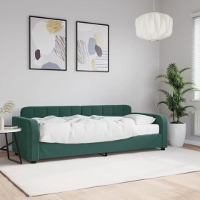 Sofá cama con colchón terciopelo verde oscuro 80x2