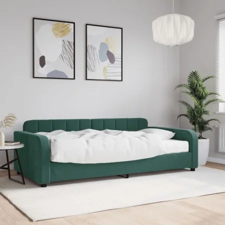 Sofa bed with dark green velvet mattress 100x200 cm by vidaXL, Beds and slatted bases - Ref: Foro24-3196914, Price: 375,58 €,...