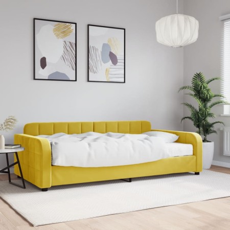Sofa bed with yellow velvet mattress 100x200 cm by vidaXL, Beds and slatted bases - Ref: Foro24-3196917, Price: 344,18 €, Dis...