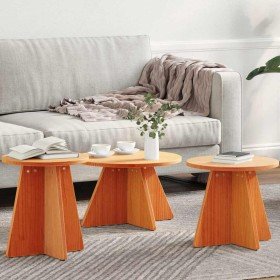 Mesa de Café 3 pcs Marrón cera 49 x 49 x 30 cm