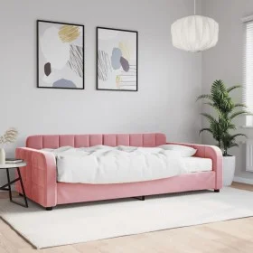 Sofa bed with pink velvet mattress 100x200 cm by vidaXL, Beds and slatted bases - Ref: Foro24-3196915, Price: 378,03 €, Disco...