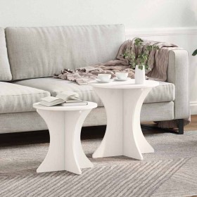 Mesa de Café 2 pcs Blanco 46 x 46 x 47 cm Madera maciza de pino