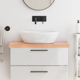 Badezimmerarbeitsplatte aus hellbraun behandeltem Massivholz, 80x30x(2-6) cm von vidaXL, Arbeitsplatten - Ref: Foro24-3156115...