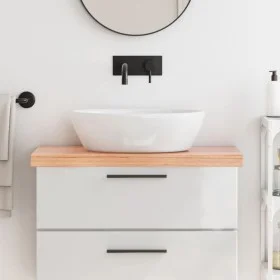 Badezimmerarbeitsplatte aus hellbraun behandeltem Massivholz, 80x30x(2-6) cm von vidaXL, Arbeitsplatten - Ref: Foro24-3156115...