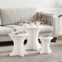 Mesa de Café 3 pcs Blanco 46 x 46 x 47 cm Madera maciza de pino