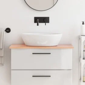 Massivholz-Badezimmerarbeitsplatte in hellem Braun 80x30x2 cm von vidaXL, Arbeitsplatten - Ref: Foro24-3156113, Preis: 47,55 ...