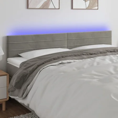 Hellgraues Samtkopfteil mit LED 160x5x78/88 cm von vidaXL, Kopf- und Fußteile - Ref: Foro24-3121806, Preis: 58,82 €, Rabatt: %