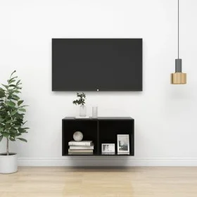 Glossy black plywood wall TV cabinet 37x37x72cm by vidaXL, TV Furniture - Ref: Foro24-805478, Price: 42,33 €, Discount: %