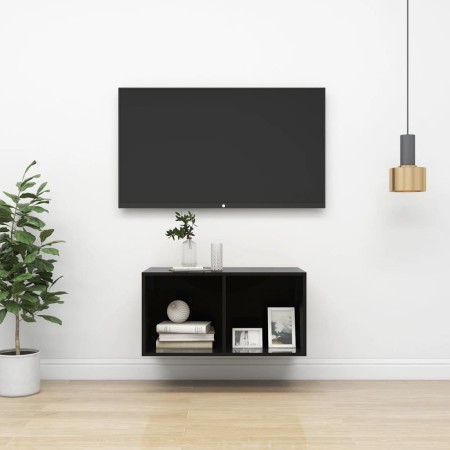 Glänzend schwarzer Wand-TV-Schrank aus Sperrholz, 37 x 37 x 72 cm von vidaXL, TV-Möbel - Ref: Foro24-805478, Preis: 42,87 €, ...