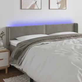 Light gray velvet headboard with LED 163x16x78/88 cm by vidaXL, Headboards and footboards - Ref: Foro24-3123150, Price: 68,38...