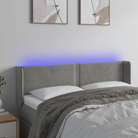 Hellgraues Samtkopfteil mit LED 147x16x78/88 cm von vidaXL, Kopf- und Fußteile - Ref: Foro24-3123144, Preis: 63,97 €, Rabatt: %