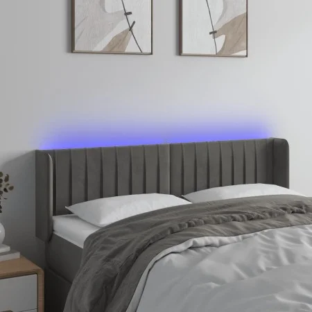 Dunkelgraues Samtkopfteil mit LED 147x16x78/88 cm von vidaXL, Kopf- und Fußteile - Ref: Foro24-3123523, Preis: 76,82 €, Rabat...