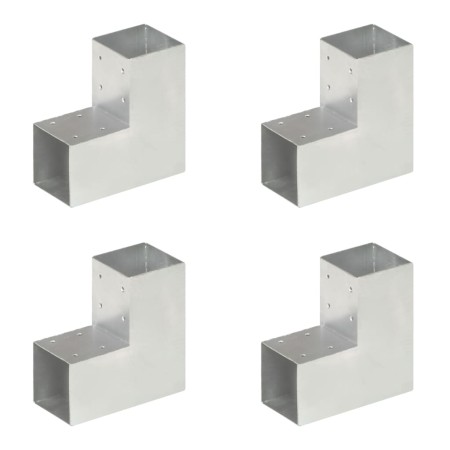 Conectores de postes en L 4 uds metal galvanizado 91x91 mm