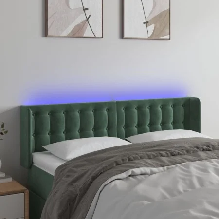 LED-Kopfteil aus dunkelgrünem Samt, 147 x 16 x 78/88 cm von vidaXL, Kopf- und Fußteile - Ref: Foro24-3123721, Preis: 82,64 €,...