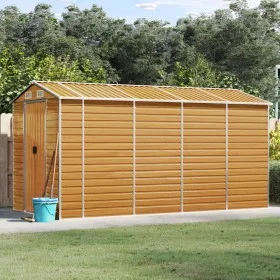 Garden shed light brown galvanized steel 191x385x198 cm by vidaXL, Sheds - Ref: Foro24-3188278, Price: 560,63 €, Discount: %