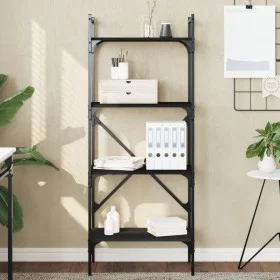 4-shelf black engineered wood bookcase 56x31.5x138.5 cm by vidaXL, Bookcases and shelves - Ref: Foro24-833338, Price: 47,15 €...
