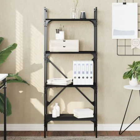 4-shelf black engineered wood bookcase 56x31.5x138.5 cm by vidaXL, Bookcases and shelves - Ref: Foro24-833338, Price: 47,15 €...