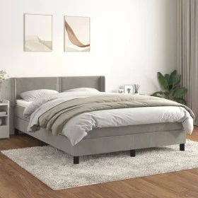 Box spring bed with light gray velvet mattress 140x190 cm by vidaXL, Beds and slatted bases - Ref: Foro24-3130895, Price: 426...