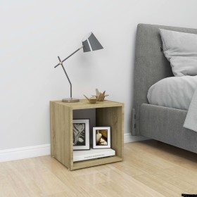 Mueble TV madera contrachapada blanco y roble Sonoma 37x35x37cm