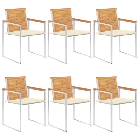 Sillas de jardín y cojines 6 unidades madera maciza de acacia