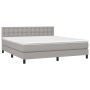 Box spring bed mattress and LED lights light gray fabric 160x200 cm by vidaXL, Beds and slatted bases - Ref: Foro24-3133485, ...