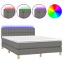Boxspringbettmatratze und LED-Leuchten dunkelgrauer Stoff 140x190 cm von vidaXL, Betten und Lattenroste - Ref: Foro24-3134030...