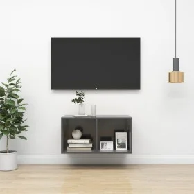 Mueble TV de pared madera contrachapada gris brillo 37x37x72 cm de vidaXL, Muebles TV - Ref: Foro24-805479, Precio: 40,04 €, ...
