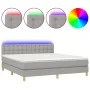 Box spring bed with fabric mattress and light gray LED 160x200 cm by vidaXL, Beds and slatted bases - Ref: Foro24-3134045, Pr...