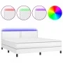 Box spring bed with mattress and LED white synthetic leather 180x200 cm by vidaXL, Beds and slatted bases - Ref: Foro24-31341...