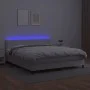 Box spring bed with mattress and LED white synthetic leather 180x200 cm by vidaXL, Beds and slatted bases - Ref: Foro24-31341...