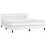 Box spring bed with mattress and LED white synthetic leather 160x200 cm by vidaXL, Beds and slatted bases - Ref: Foro24-31342...