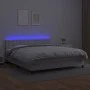 Box spring bed with mattress and LED white synthetic leather 160x200 cm by vidaXL, Beds and slatted bases - Ref: Foro24-31342...