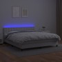 Cama box spring colchón y LED cuero sintético blanco 160x200 cm de vidaXL, Camas y somieres - Ref: Foro24-3134232, Precio: 52...
