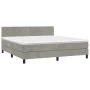 Box spring bed with mattress and LED light gray velvet 180x200 cm by vidaXL, Beds and slatted bases - Ref: Foro24-3134357, Pr...