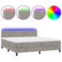Cama box spring colchón y LED terciopelo gris claro 160x200 cm de vidaXL, Camas y somieres - Ref: Foro24-3134351, Precio: 472...
