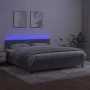 Box spring bed with mattress and LED light gray velvet 160x200 cm by vidaXL, Beds and slatted bases - Ref: Foro24-3134351, Pr...