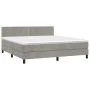 Box spring bed with mattress and LED light gray velvet 160x200 cm by vidaXL, Beds and slatted bases - Ref: Foro24-3134351, Pr...
