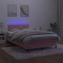 Box spring bed with mattress and LED pink velvet 120x200 cm by vidaXL, Beds and slatted bases - Ref: Foro24-3134398, Price: 3...
