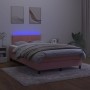 Cama box spring colchón y LED terciopelo rosa 120x200 cm de vidaXL, Camas y somieres - Ref: Foro24-3134398, Precio: 392,72 €,...